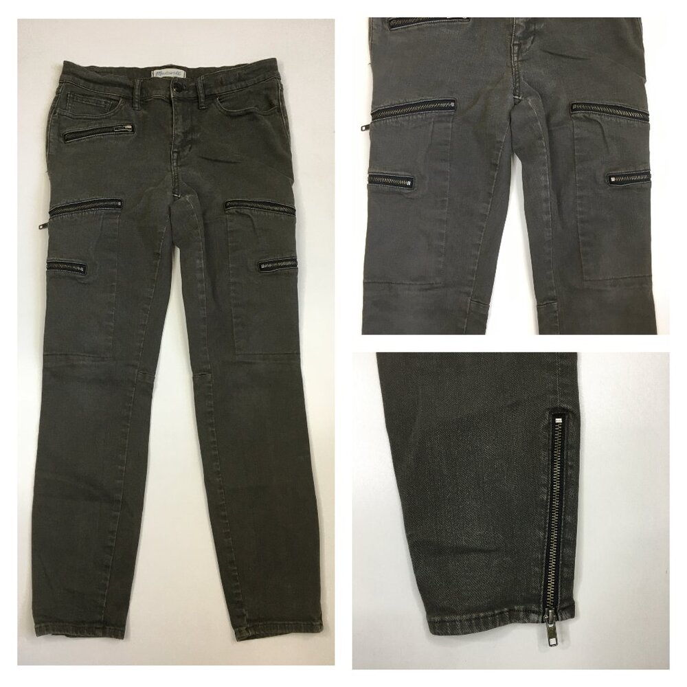 MADEWELL Green Zip Pocket & Ankle Logo Hardware Skinny Skinny Jeans